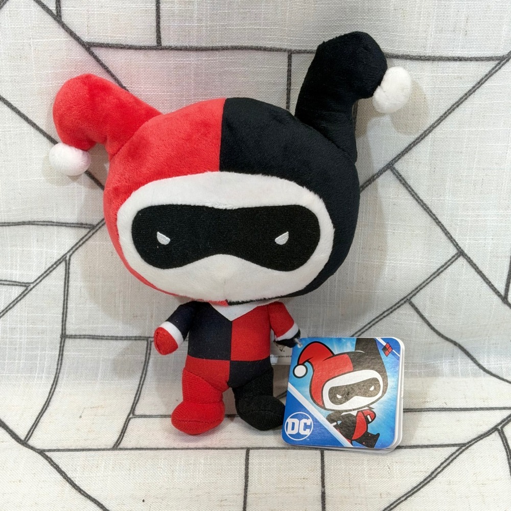 DC Comics Harley Quinn Plush 8.5" Red‎ Black Jester Stuffed Toy NWT